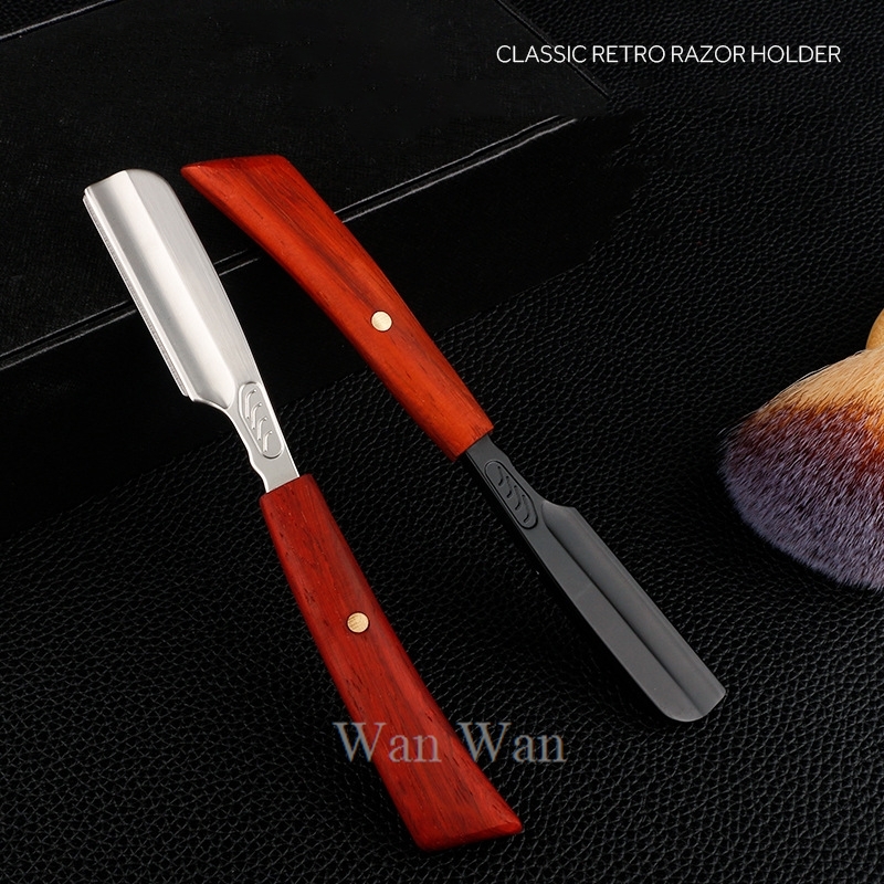 Straight Razor Safety - Alat cukur jenggot kayu Y0418, pisau