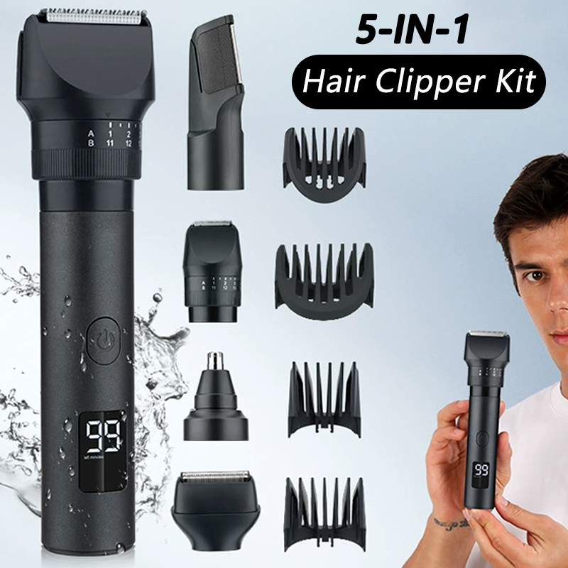 Mens Grooming Barber - Alat Cukur Rambut Tanpa Kabel 5-In-1