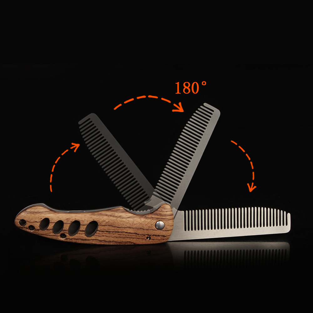 Sisir Jenggot Lipat Kayu & Log - Mens Grooming Barber ulasan dan harga